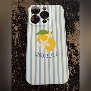Ciao Bella Lemon Striped Phone Case - Blue and White - IPHONE 15 pro
